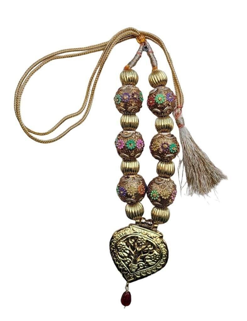 Punjabi Kaintha Folk Cultural Bhangra gidha pendant Handmade Patiala necklace TT Panjabi Culture Dori Taweet