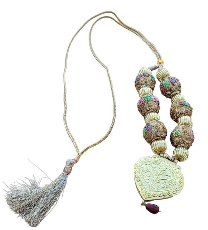 Punjabi Kaintha Folk Cultural Bhangra gidha pendant Handmade Patiala necklace TT Panjabi Culture Dori Taweet