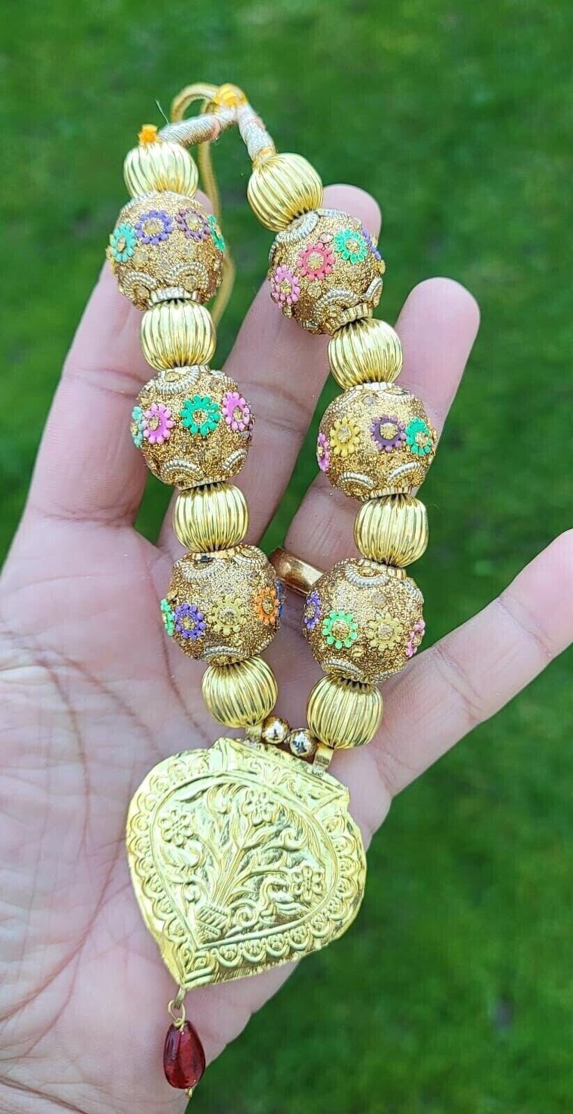 Punjabi Kaintha Folk Cultural Bhangra gidha pendant Handmade Patiala necklace TT Panjabi Culture Dori Taweet