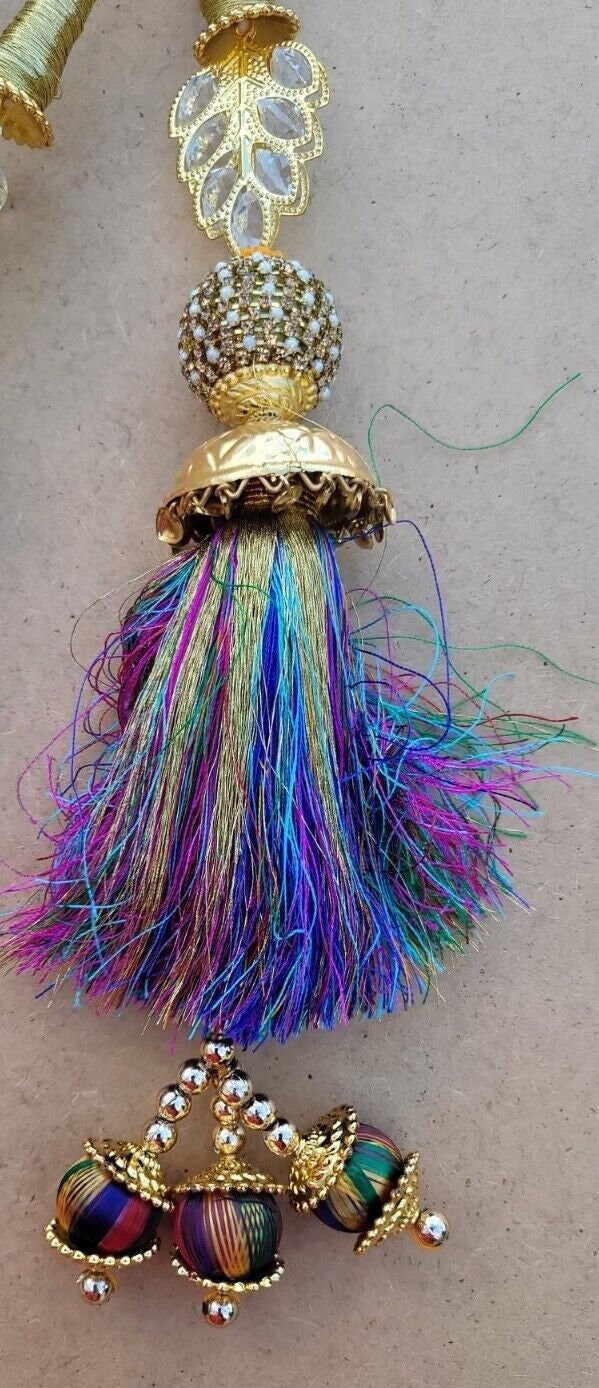 Punjabi paranda mehndi jaago mirror Lahore dulhan parandi Indian hair braid ii3R Bollywood design handmade Latkans Patiala Style Paranday