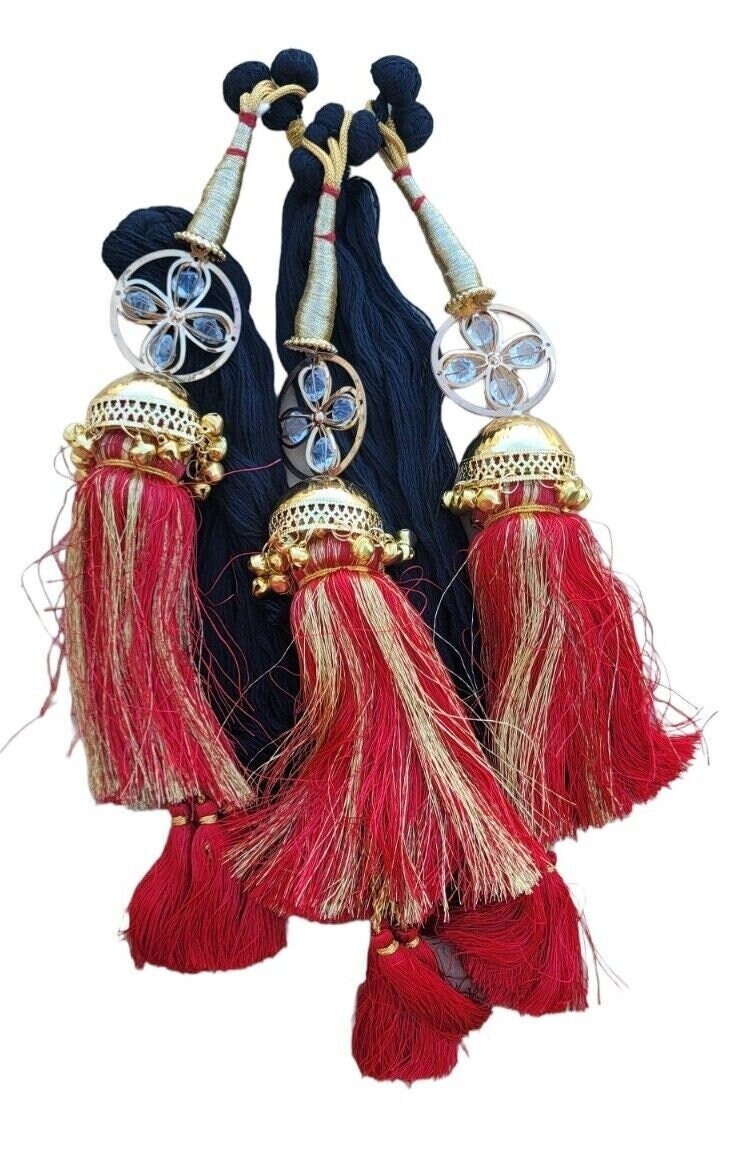 Parandi Punjabi Paranda mehndi jaago mirror Indian bridal Patiala hair braid ii1R Bollywood Handmade design dulhan Latkans