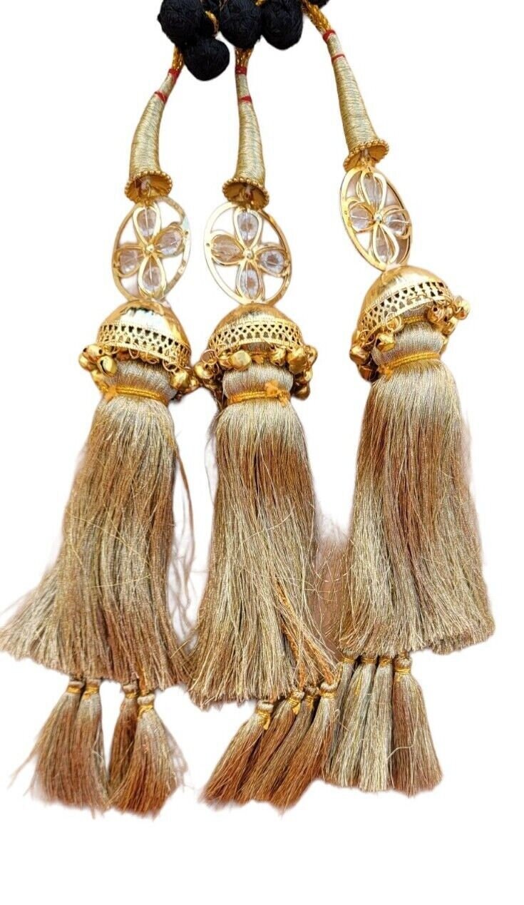 Indian Punjabi parandi mehndi jaago mirror bridal patiala paranda hair braid ii4R Bollywood Dulhan Handmade Latkans Lahore design