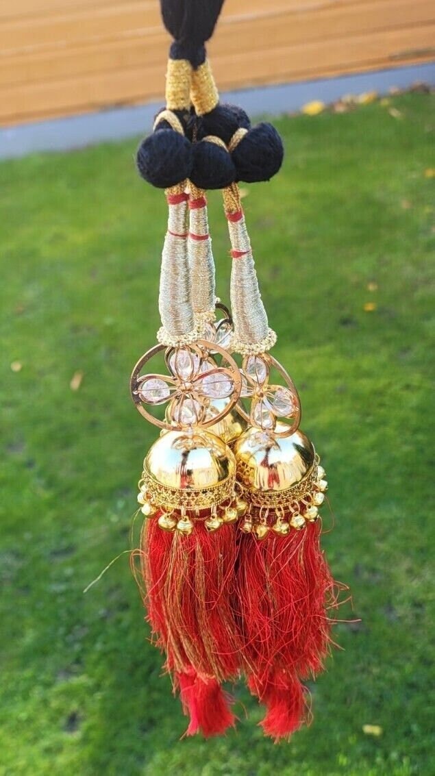 Parandi Punjabi Paranda mehndi jaago mirror Indian bridal Patiala hair braid ii1R Bollywood Handmade design dulhan Latkans