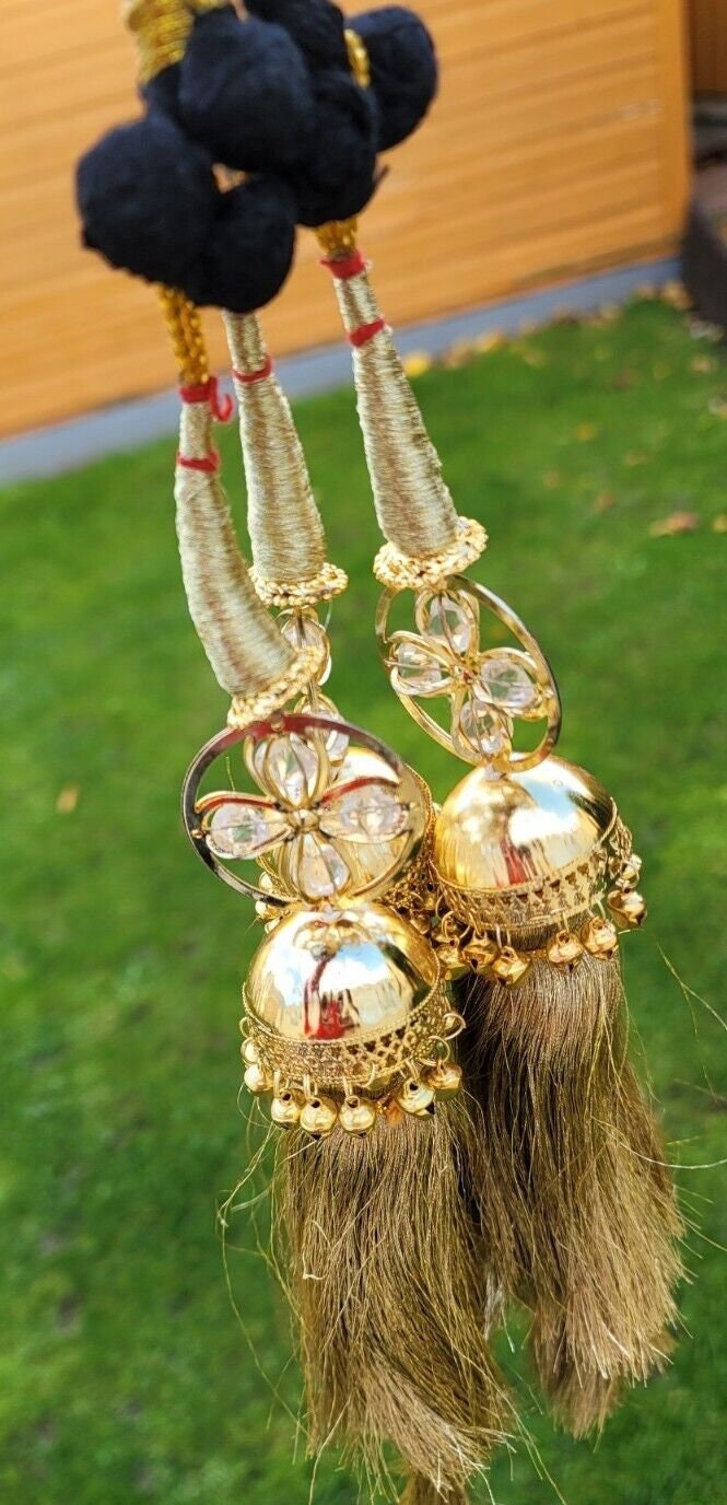 Indian Punjabi parandi mehndi jaago mirror bridal patiala paranda hair braid ii4R Bollywood Dulhan Handmade Latkans Lahore design