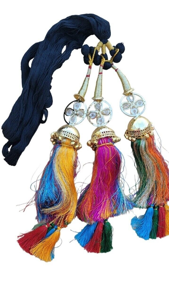 Parandi Punjabi Paranda mehndi jaago mirror Indian dulhan Patiala Hair braid ii2R Handmade Bollywood Bridal Latkans