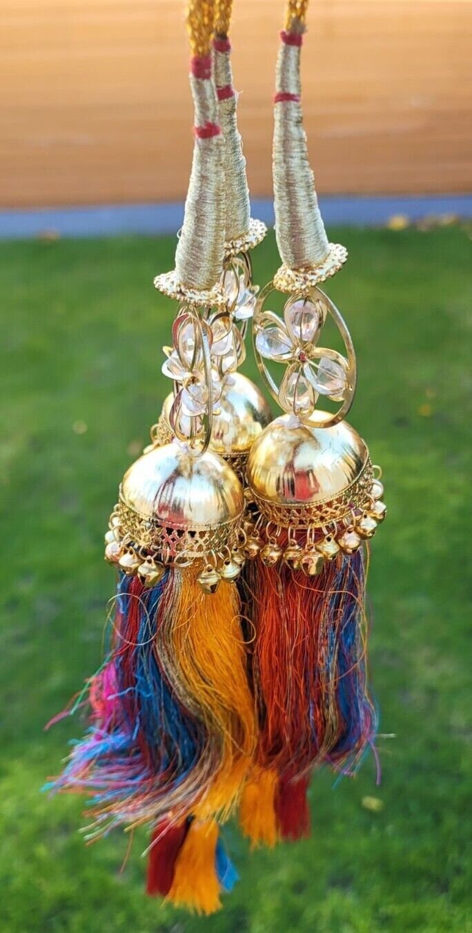 Parandi Punjabi Paranda mehndi jaago mirror Indian dulhan Patiala Hair braid ii2R Handmade Bollywood Bridal Latkans