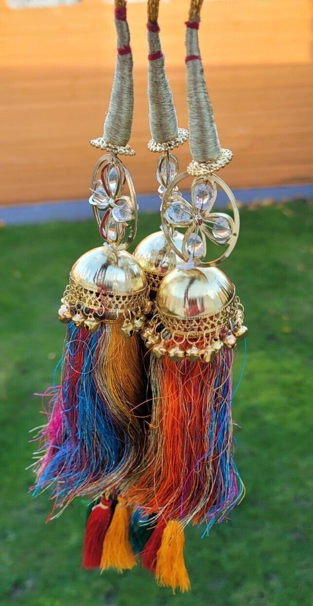 Parandi Punjabi Paranda mehndi jaago mirror Indian dulhan Patiala Hair braid ii2R Handmade Bollywood Bridal Latkans