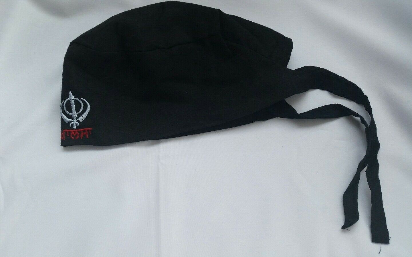 Sikh punjabi Patka Black Khanda Premium Cotton Head Wrap Pathka Singh bandana Turban