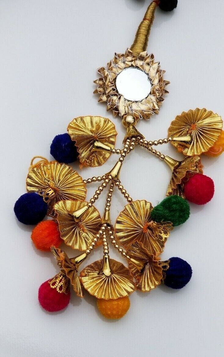 Indian punjabi pranda mehndi jagoo mirror bridal patiala paranda hair braid rrr1
