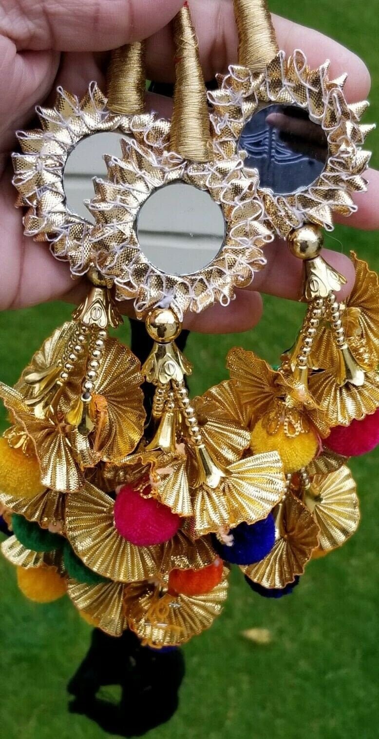 Indian punjabi pranda mehndi jagoo mirror bridal patiala paranda hair braid rrr1