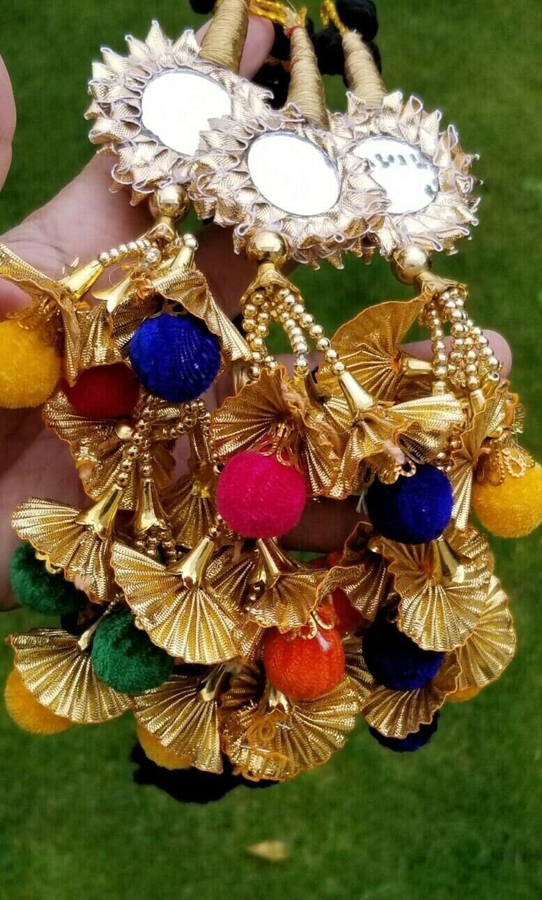 Indian punjabi pranda mehndi jagoo mirror bridal patiala paranda hair braid rrr1