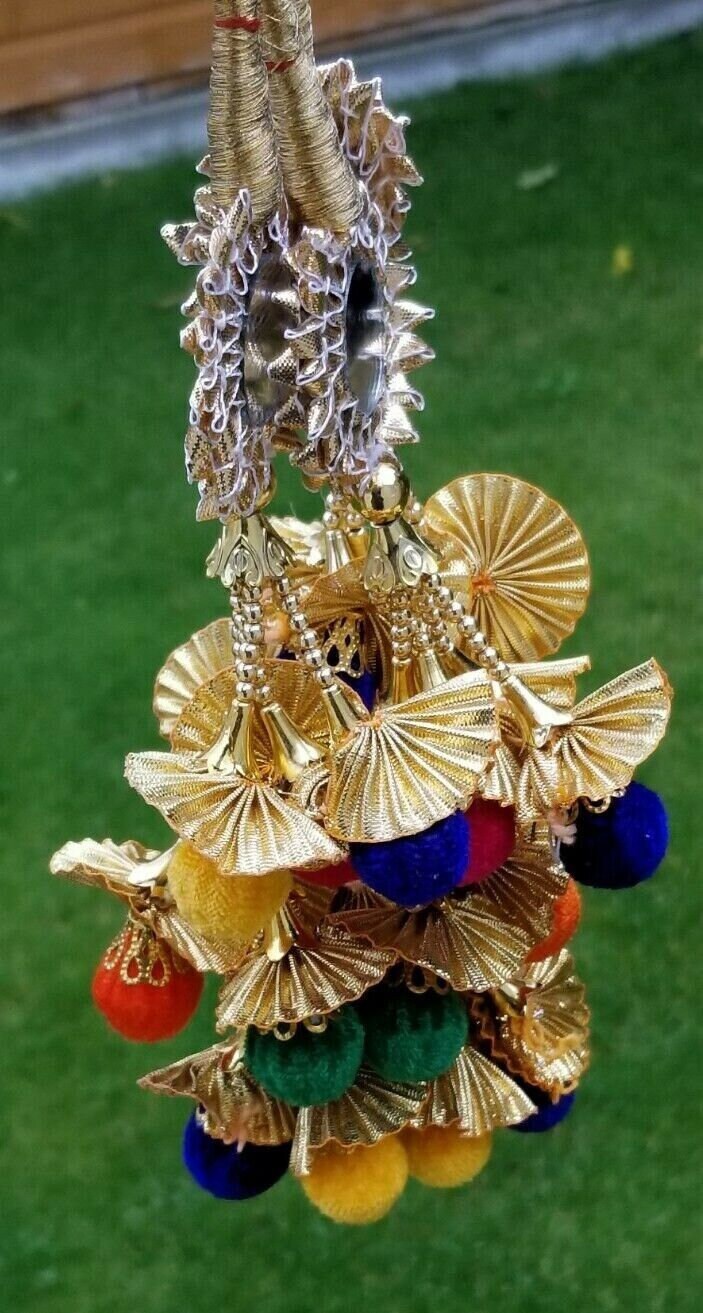 Indian punjabi pranda mehndi jagoo mirror bridal patiala paranda hair braid rrr1