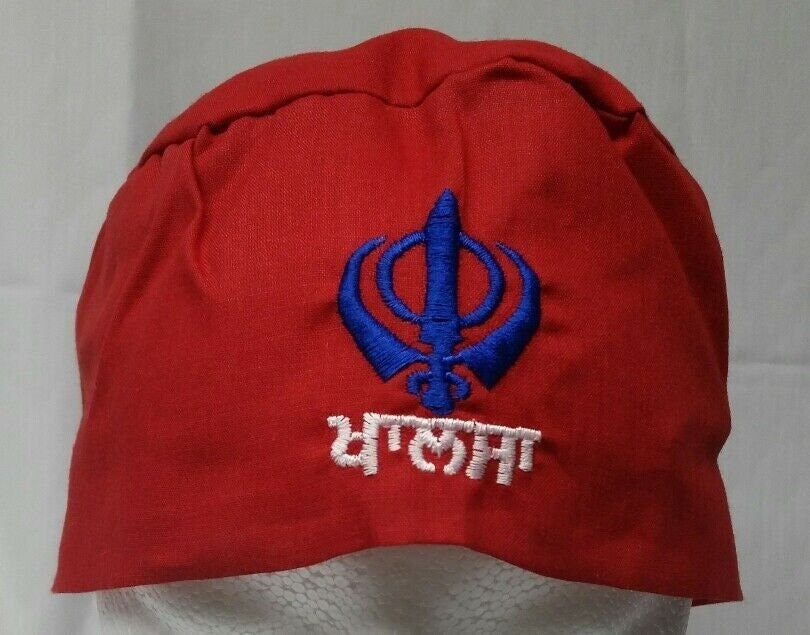 Red Khanda Patka Baby Kids Bandana Sikh Turban Punjabi Unisex Head wrap Singh