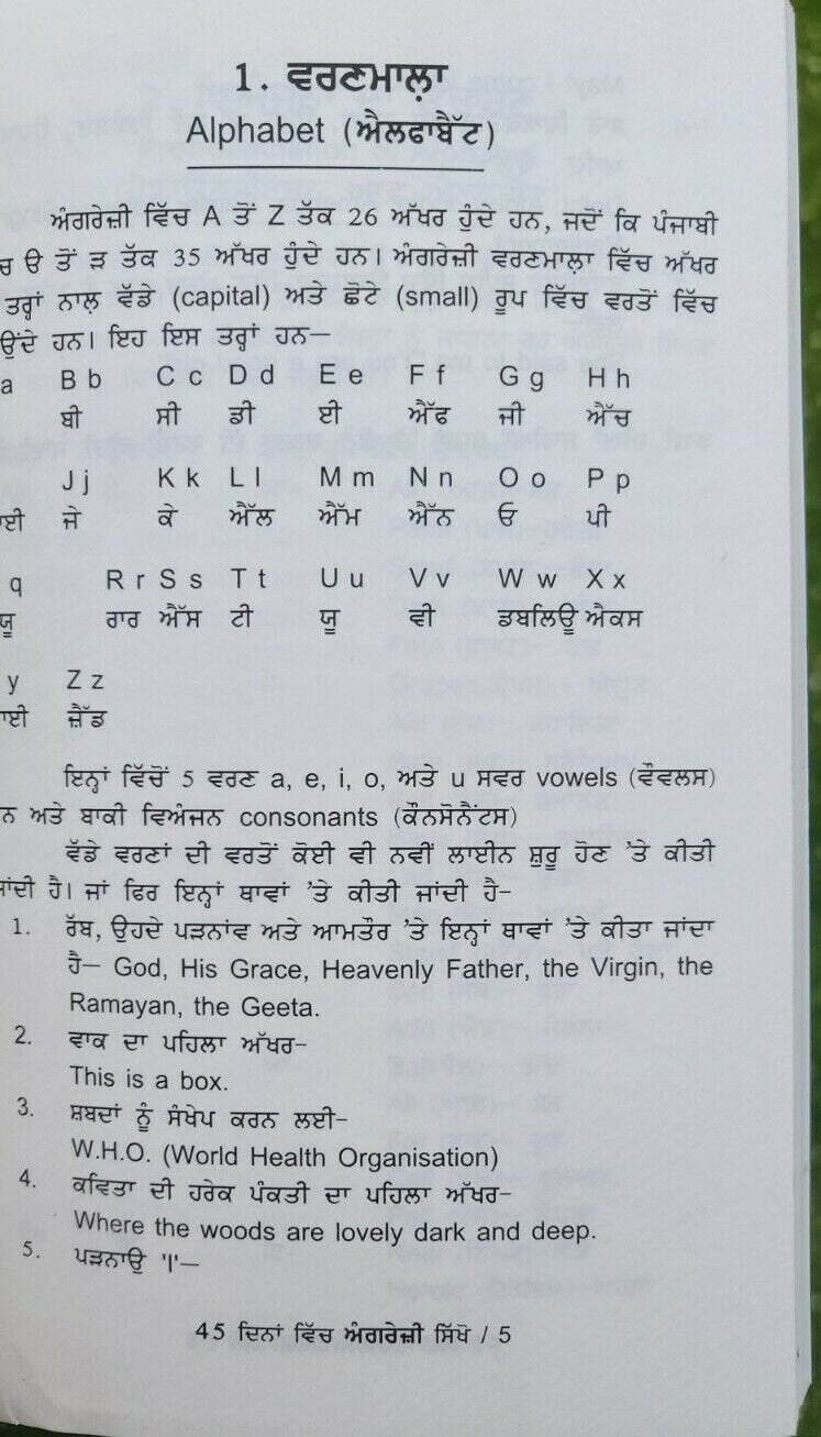 Speak Fluent English Learning Course Punjabi English 45 Days Book easy Learn MA
