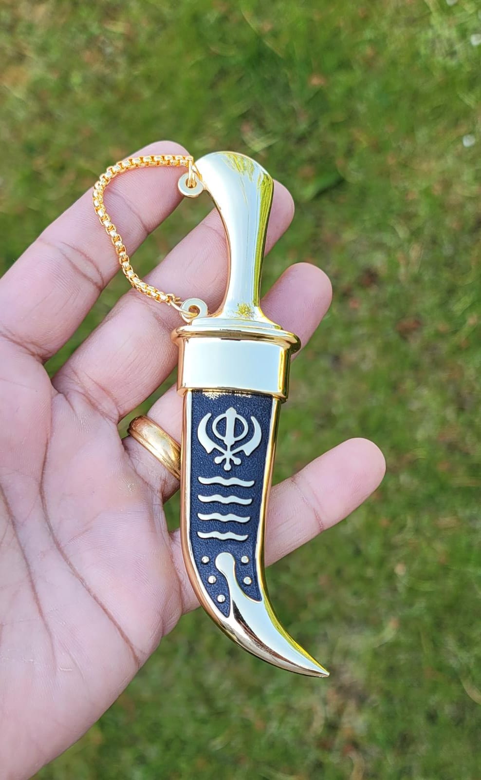 Sikh ceremonial Siri Sahib Stainless Steel Singh Kaur Kakaar Gold Black Khanda N