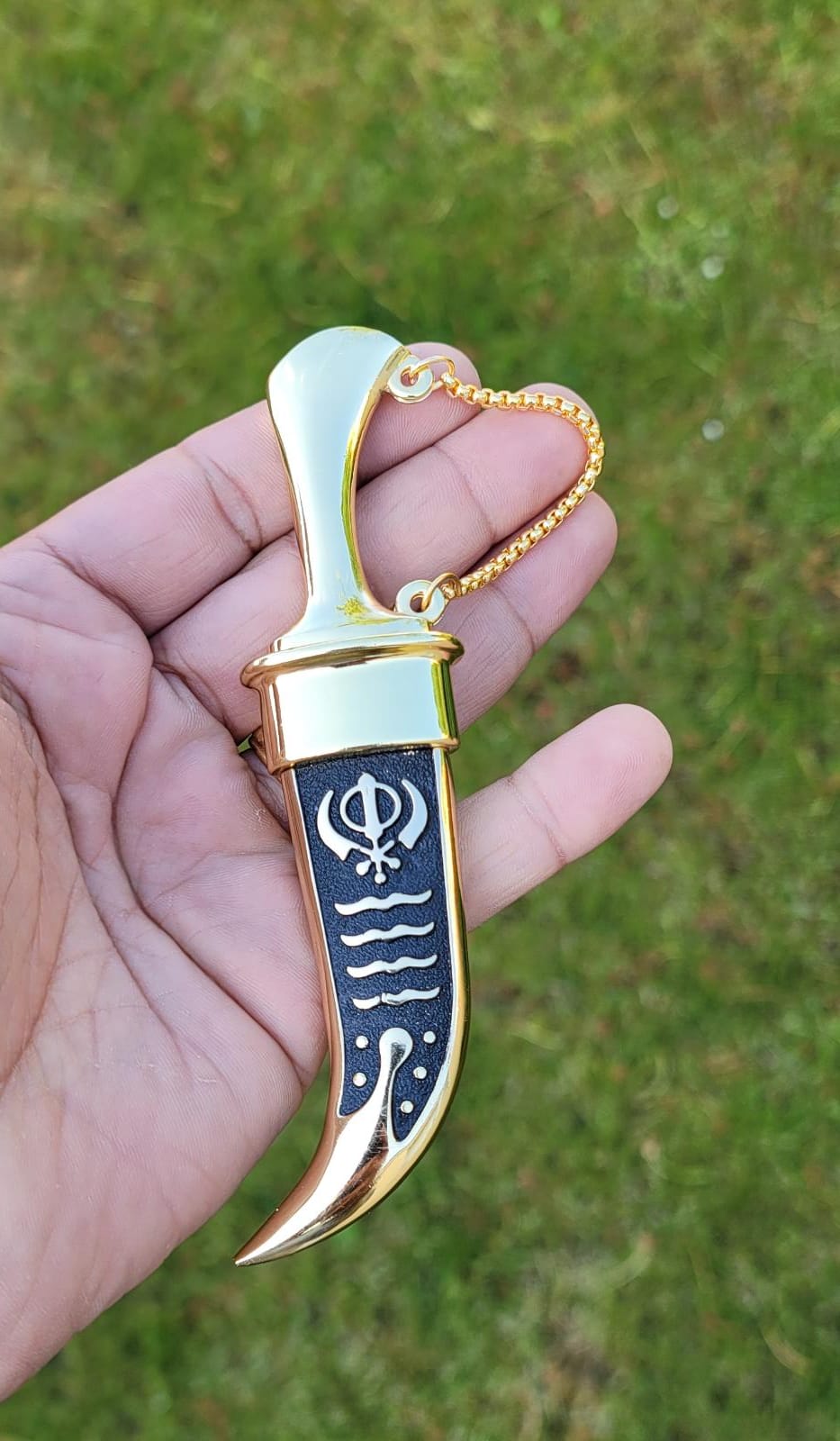 Sikh ceremonial Siri Sahib Stainless Steel Singh Kaur Kakaar Gold Black Khanda N