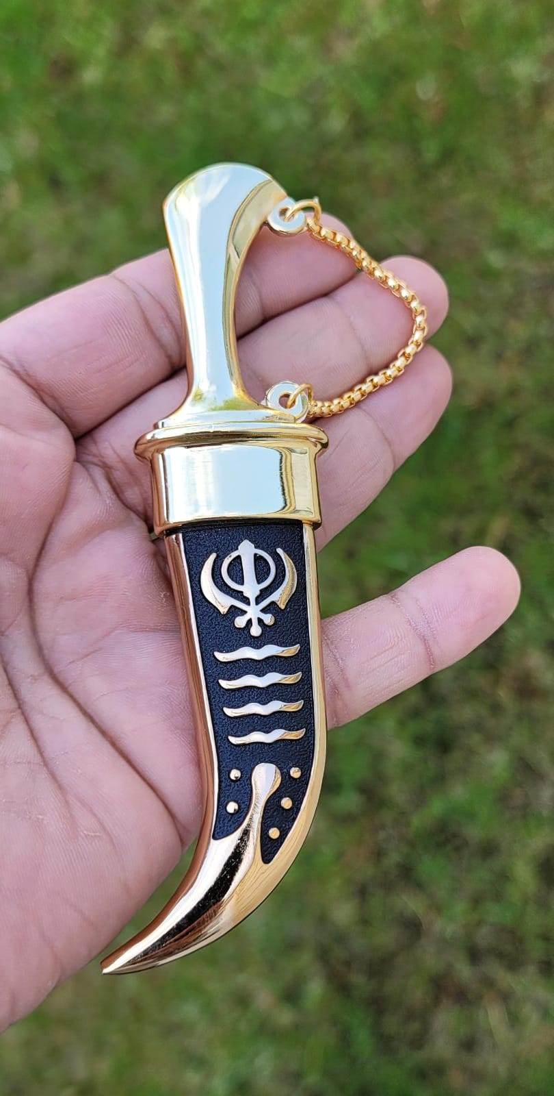 Sikh ceremonial Siri Sahib Stainless Steel Singh Kaur Kakaar Gold Black Khanda N