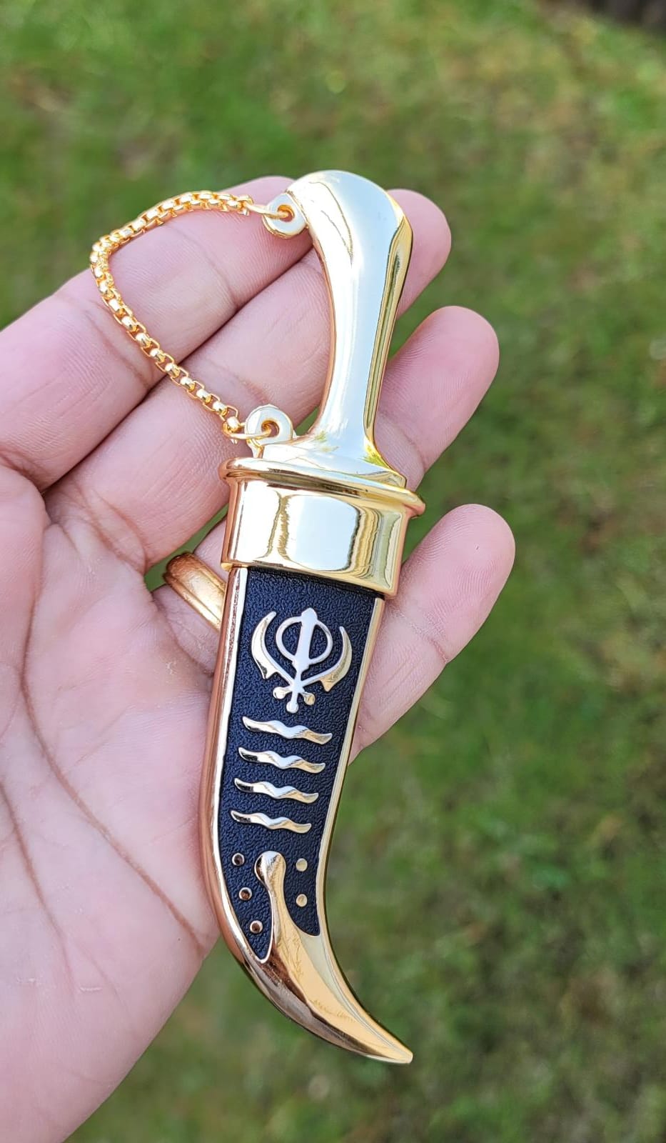 Sikh ceremonial Siri Sahib Stainless Steel Singh Kaur Kakaar Gold Black Khanda N