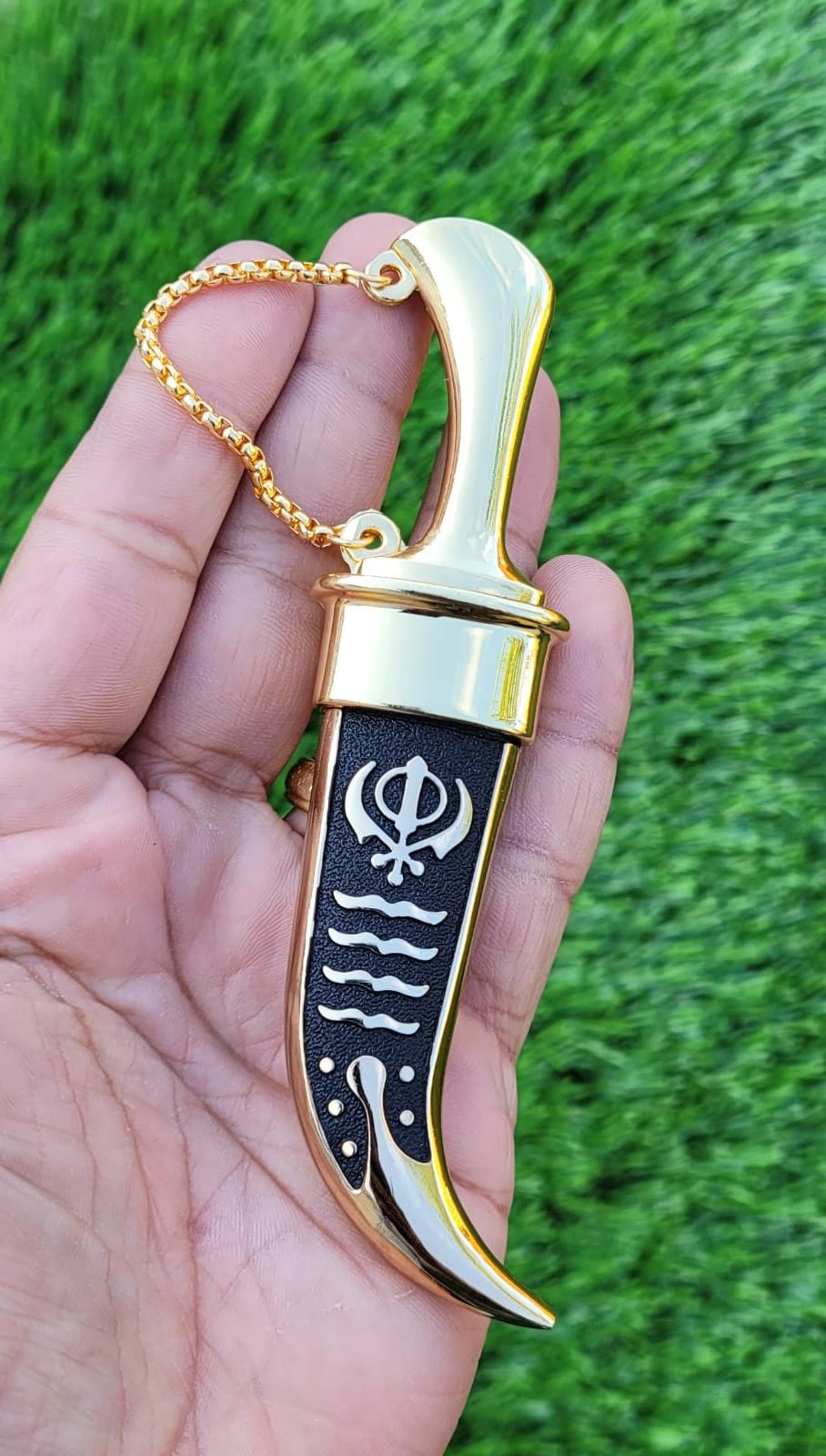 Sikh ceremonial Siri Sahib Stainless Steel Singh Kaur Kakaar Gold Black Khanda N