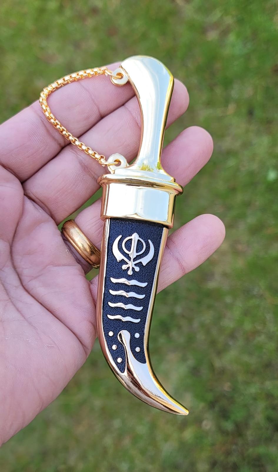 Sikh ceremonial Siri Sahib Stainless Steel Singh Kaur Kakaar Gold Black Khanda N