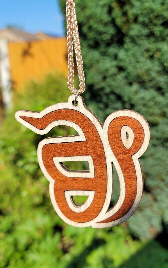 Wooden Ek Onkar Car Rear Mirror Hanging Handcrafted Sikh Religious Eik Pendant Punjabi