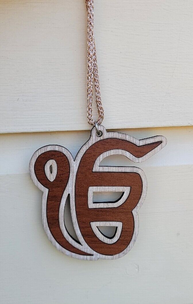 Wooden Ek Onkar Car Rear Mirror Hanging Handcrafted Sikh Religious Eik Pendant Punjabi