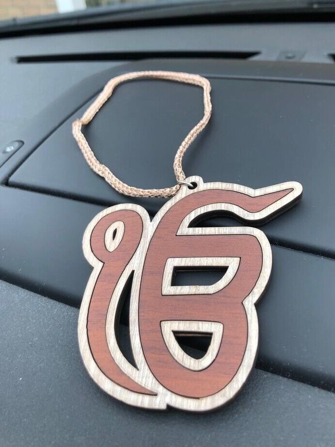 Wooden Ek Onkar Car Rear Mirror Hanging Handcrafted Sikh Religious Eik Pendant Punjabi