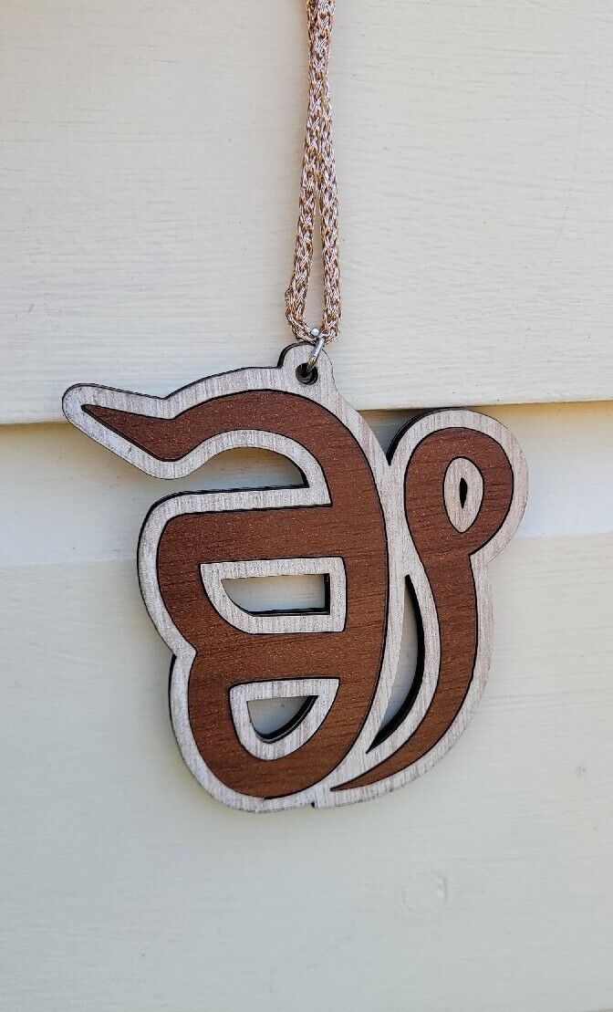 Wooden Ek Onkar Car Rear Mirror Hanging Handcrafted Sikh Religious Eik Pendant Punjabi