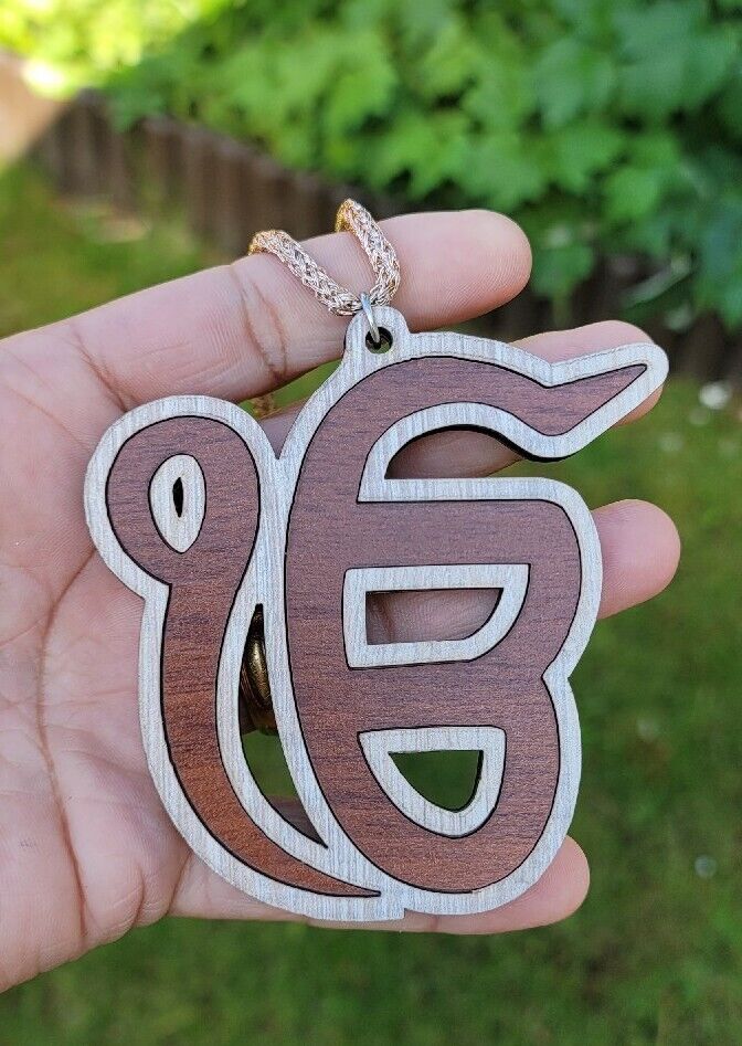 Wooden Ek Onkar Car Rear Mirror Hanging Handcrafted Sikh Religious Eik Pendant Punjabi