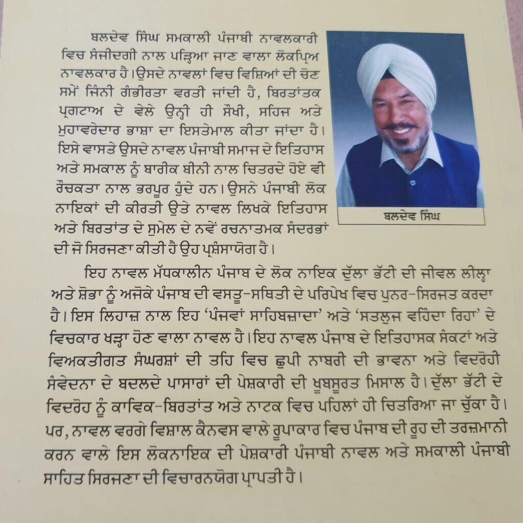 Dhaawan Dilli De Kingrey Dulla Bhatti Punjabi Novel Book Baldev Singh Sadaknama