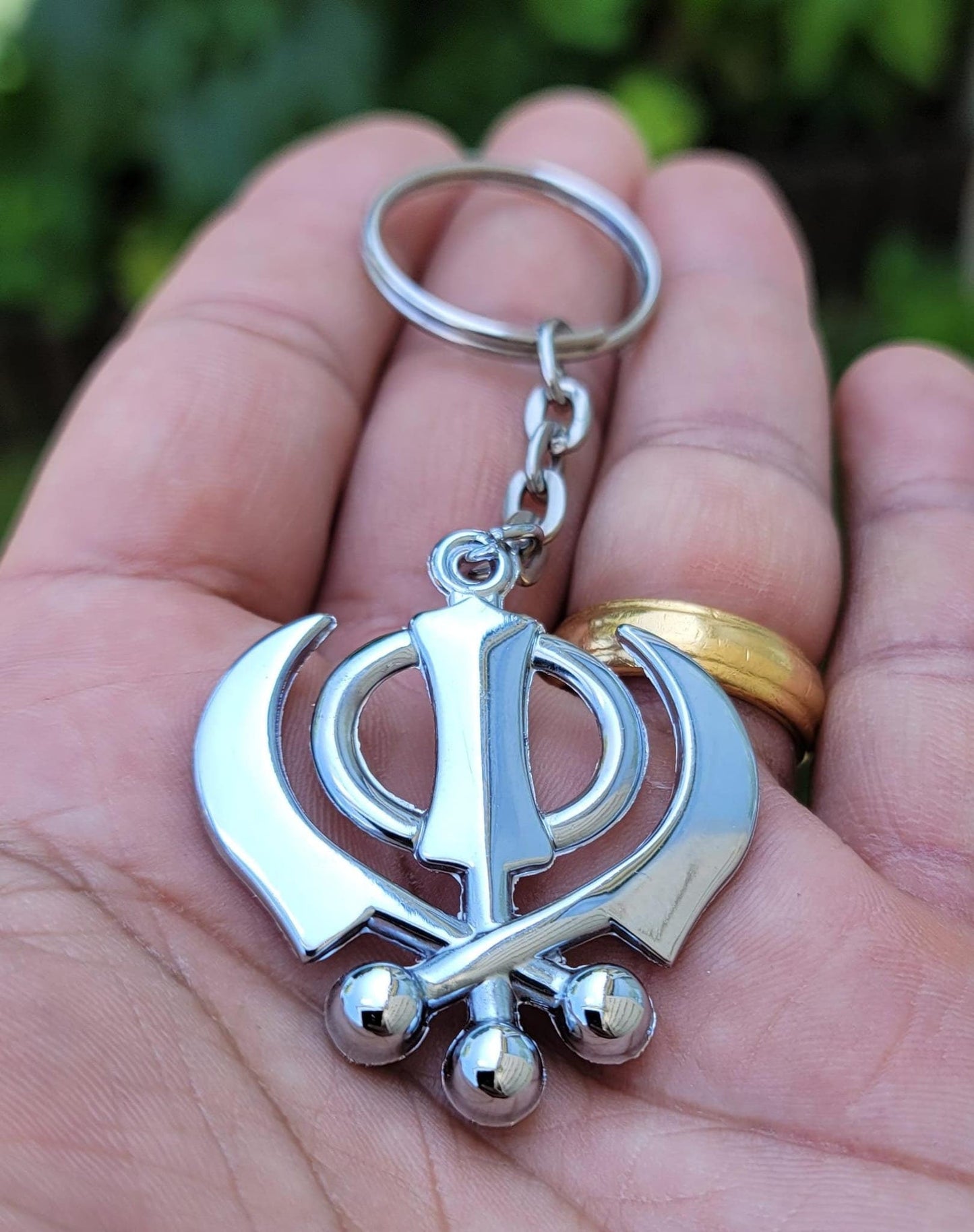 Stainless Steel Khanda Keyring Sikh Khalsa Singh Kaur Gift Key Chain Punjabi LL9R