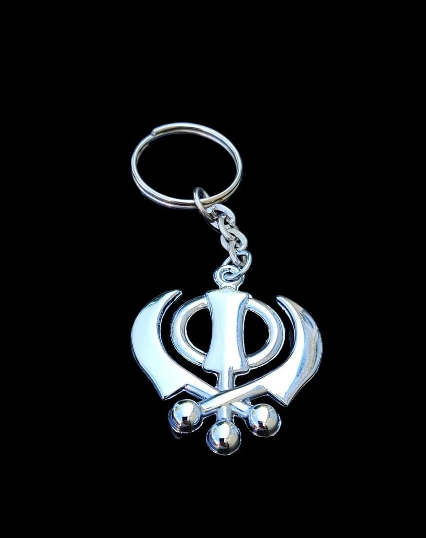 Stainless Steel Khanda Keyring Sikh Khalsa Singh Kaur Gift Key Chain Punjabi LL9R