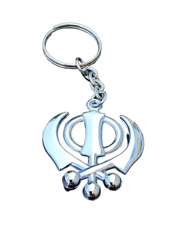 Stainless Steel Khanda Keyring Sikh Khalsa Singh Kaur Gift Key Chain Punjabi LL9R