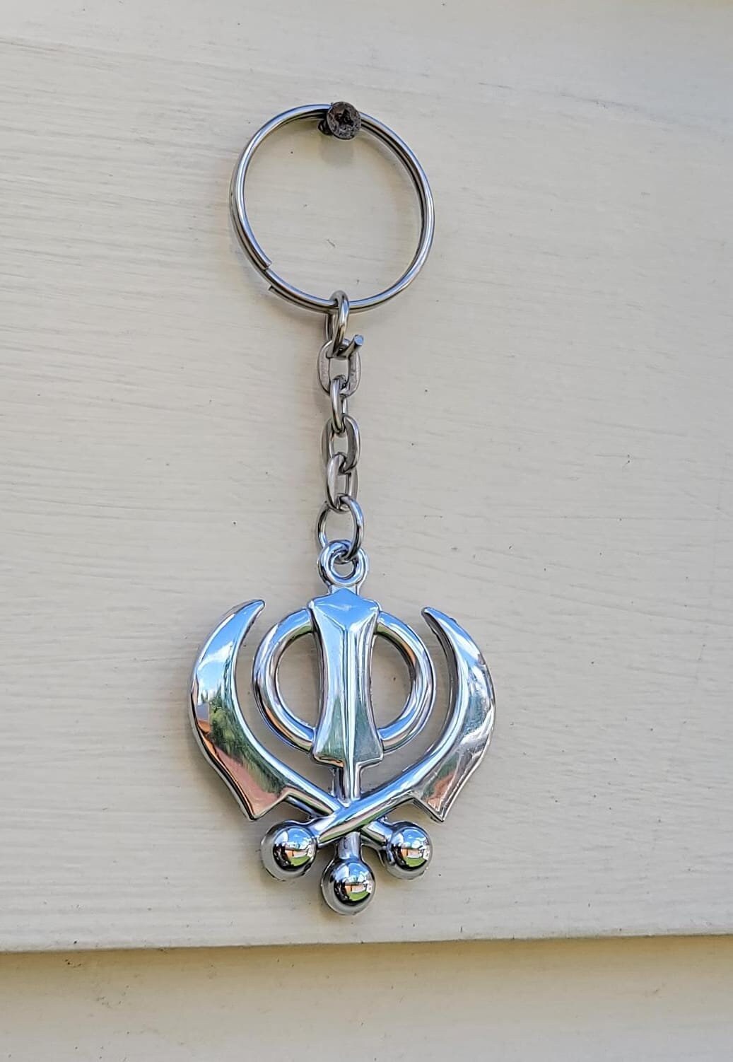 Stainless Steel Khanda Keyring Sikh Khalsa Singh Kaur Gift Key Chain Punjabi LL9R