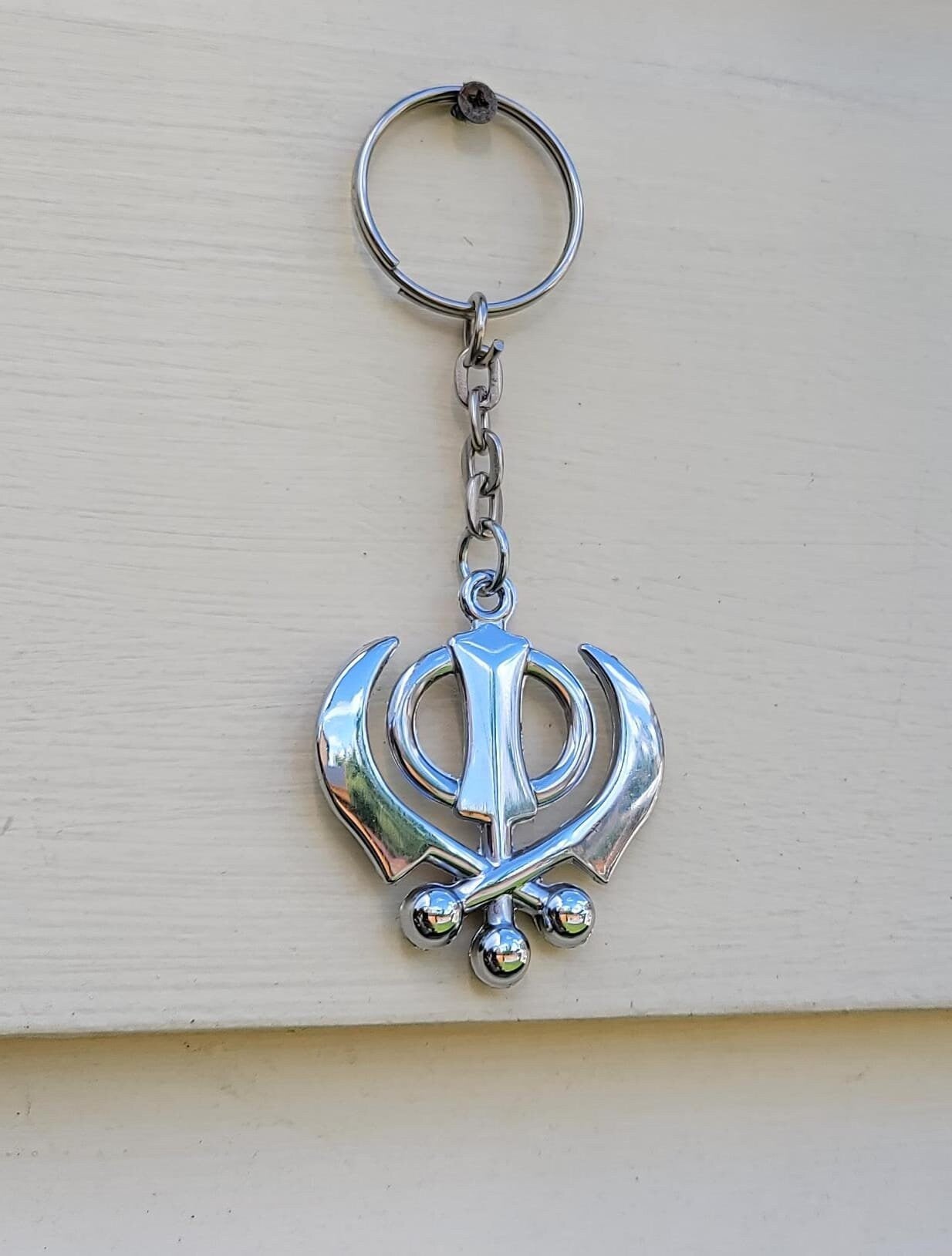 Stainless Steel Khanda Keyring Sikh Khalsa Singh Kaur Gift Key Chain Punjabi LL9R