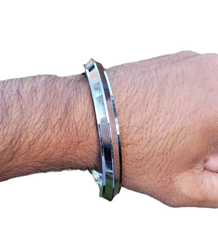 Sikh Kara Stainless Steel Singh Kaur Collar Kada Punjabi Edge Bangle L17 New
