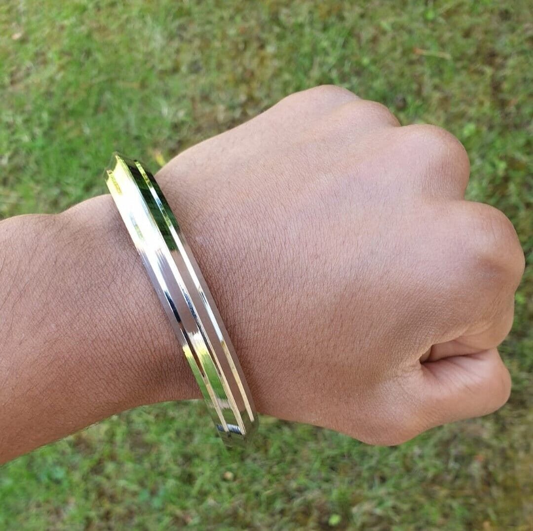 Sikh Kara Stainless Steel Singh Kaur Collar Kada Punjabi Edge Bangle L17 New