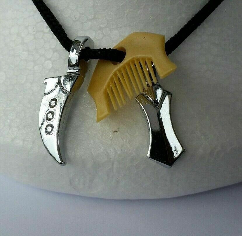 Sikh Kirpan Khanda Comb Pendant dori Necklace Stainless Steel Punjabi khalsa QQ1