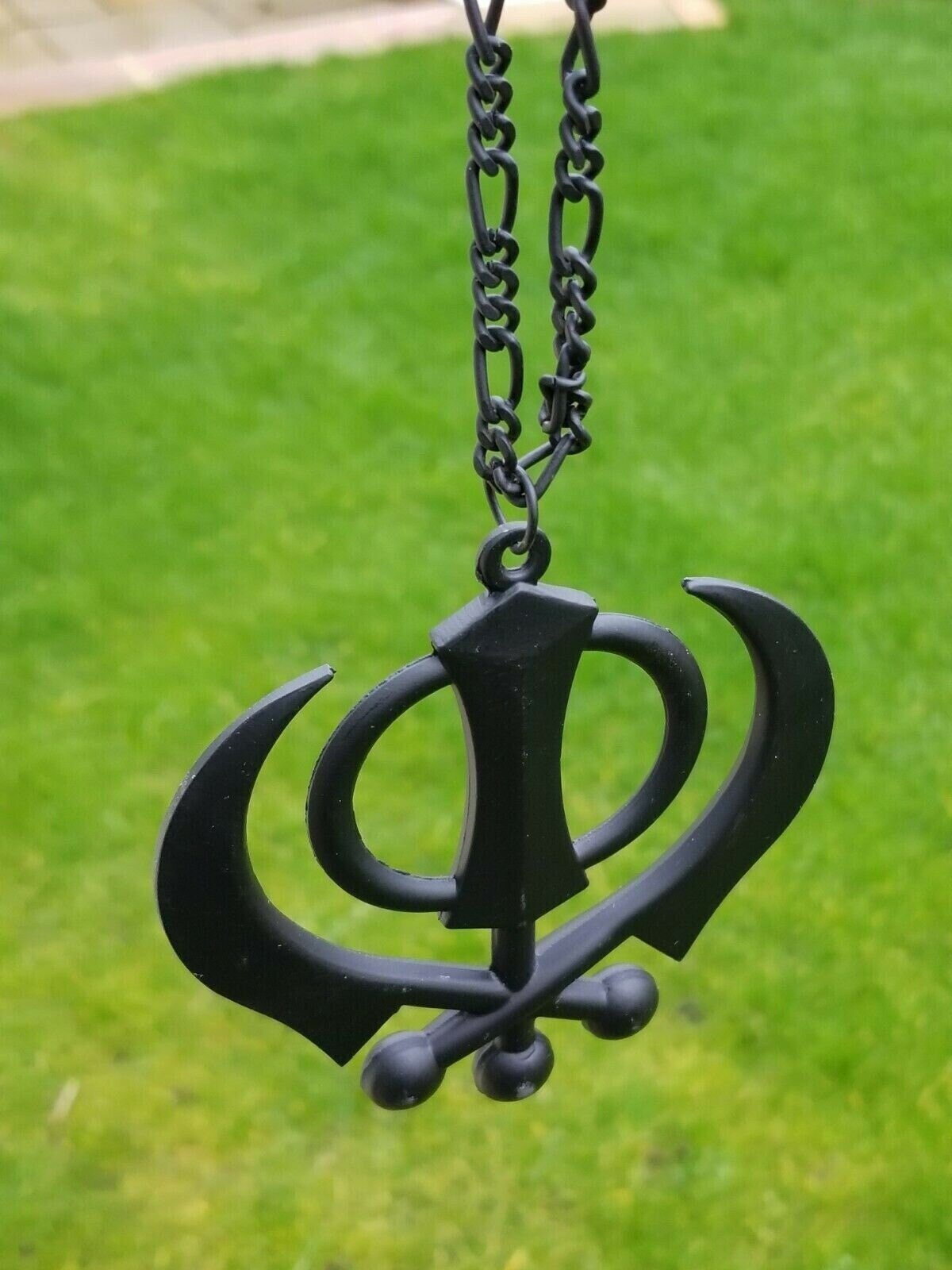 Punjabi Sikh Khanda Black Pendant Large Singh Kaur Car Rear View Mirror Hanger