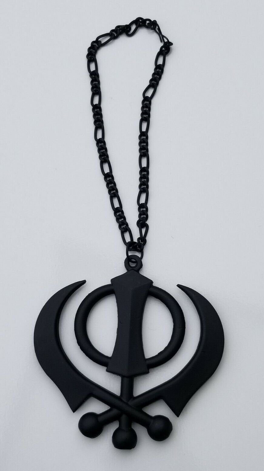 Punjabi Sikh Khanda Black Pendant Large Singh Kaur Car Rear View Mirror Hanger