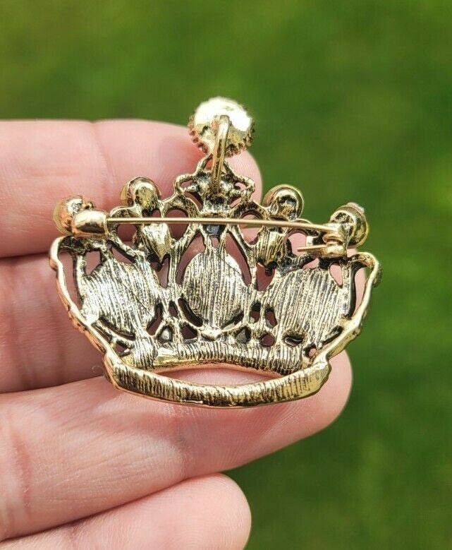 Jubilee crown brooch vintage look queen broach stunning gold plated pin kk4 new