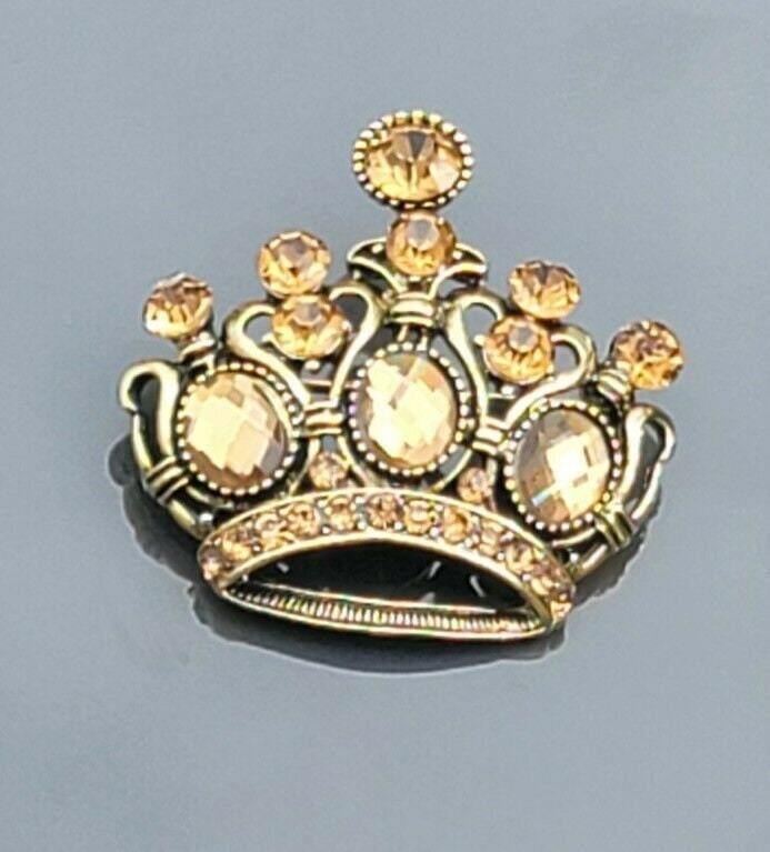 Jubilee crown brooch vintage look queen broach stunning gold plated pin kk4 new
