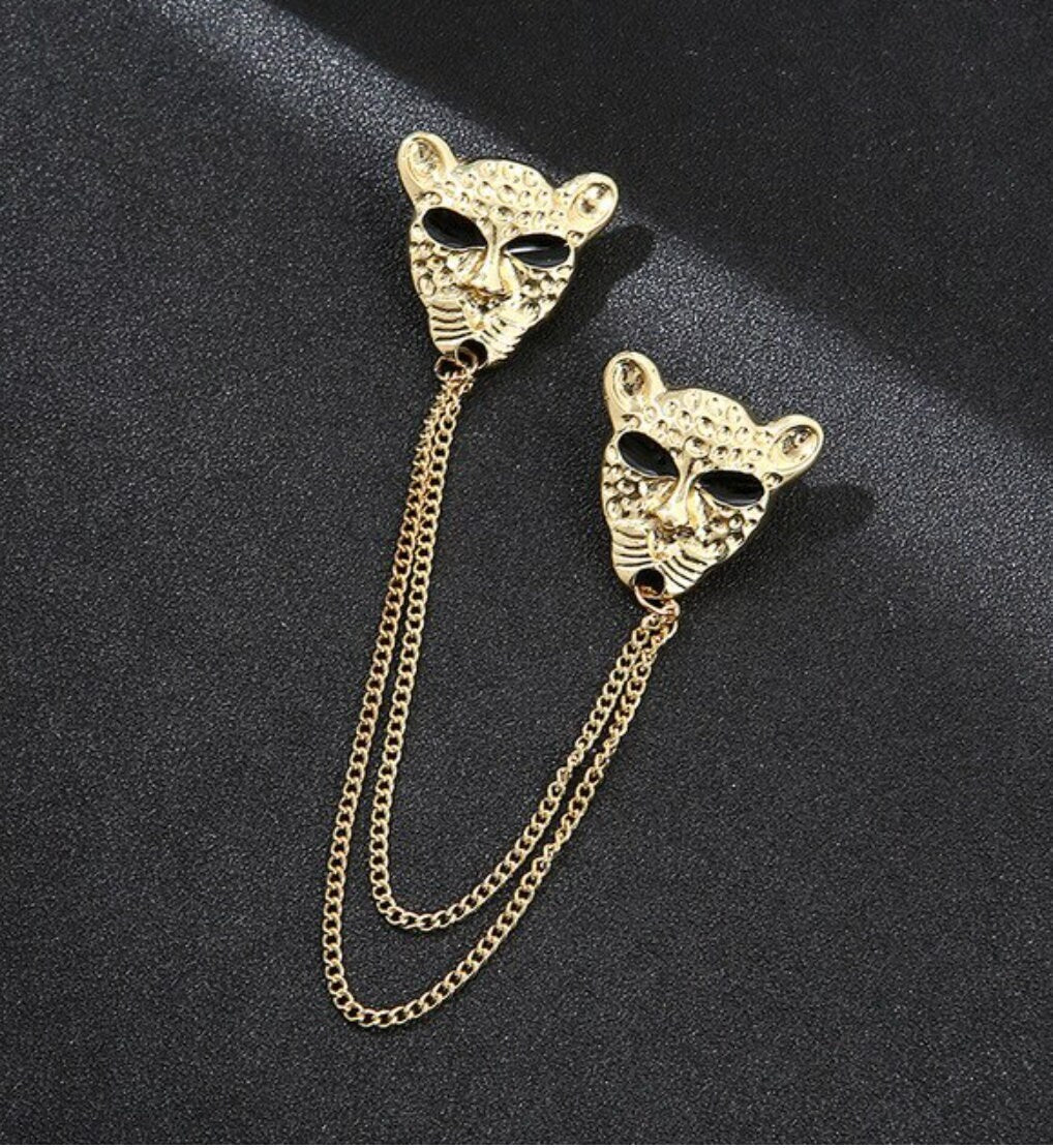 Leopard Brooch Vintage look Gold Plated Tiger celebrity Broach Queen Lion Pin S11 Queen Collar Cross Chain Pin
