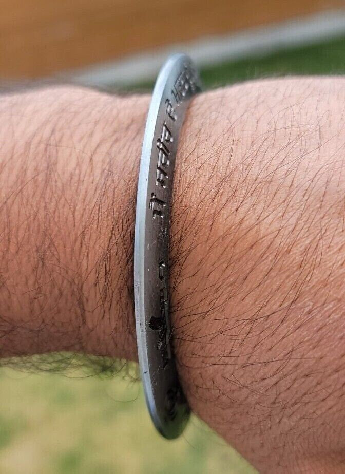 Sant Bhindranwale Kara Gurmukhi Kada Antique Silver Plated Sikh Singh Bangle E9