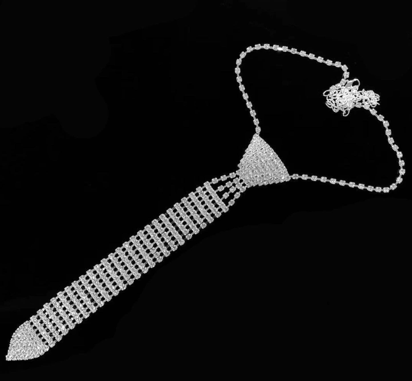 Neck tie necklace stunning silver plated celebrity design vintage look new ggg49