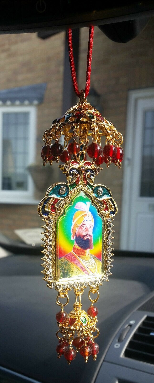 Gold Plated Punjabi Sikh Guru Nanak Ji Guru Gobind Singh Ji pendant car hanging
