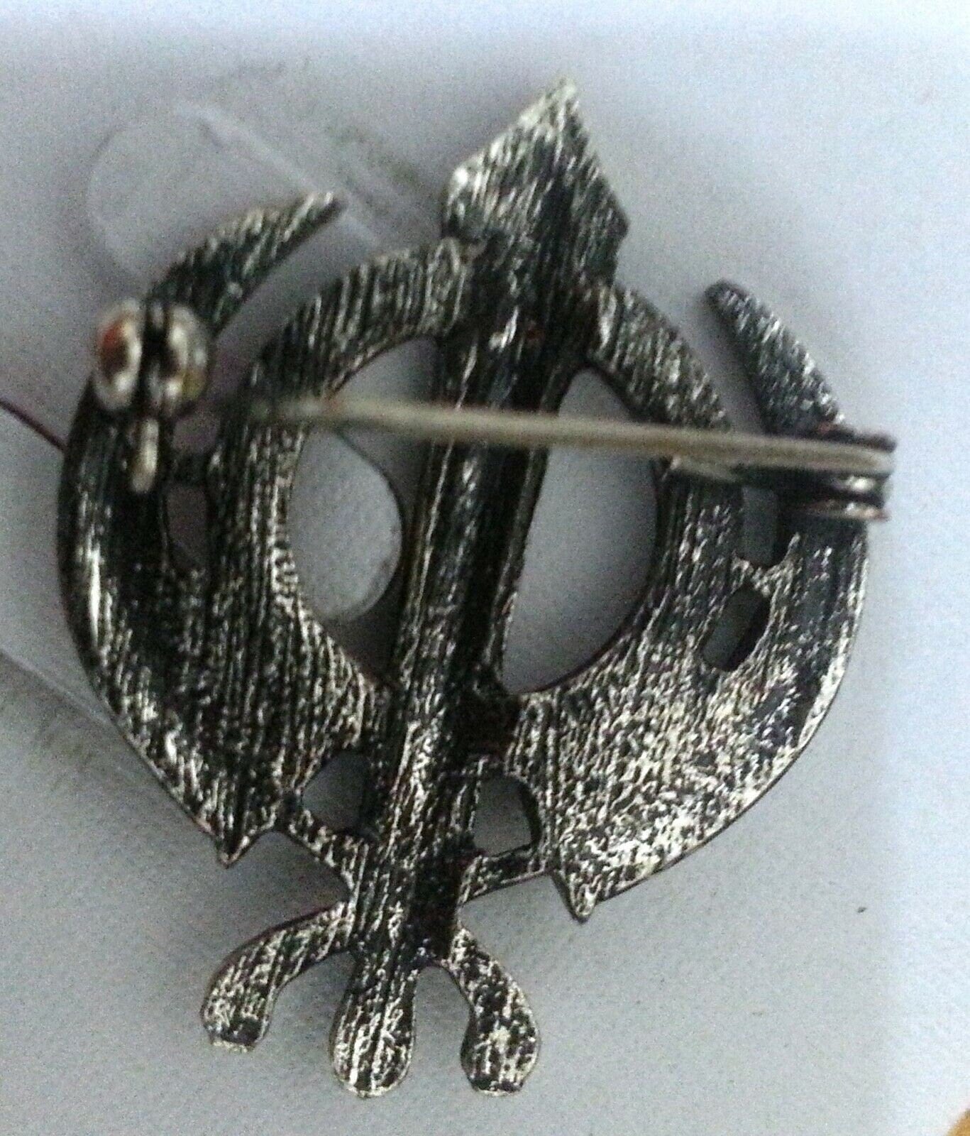 Silver Plated Khanda Brooch Rhinestones Vintage Look Sikh Pin Singh Gift Broach