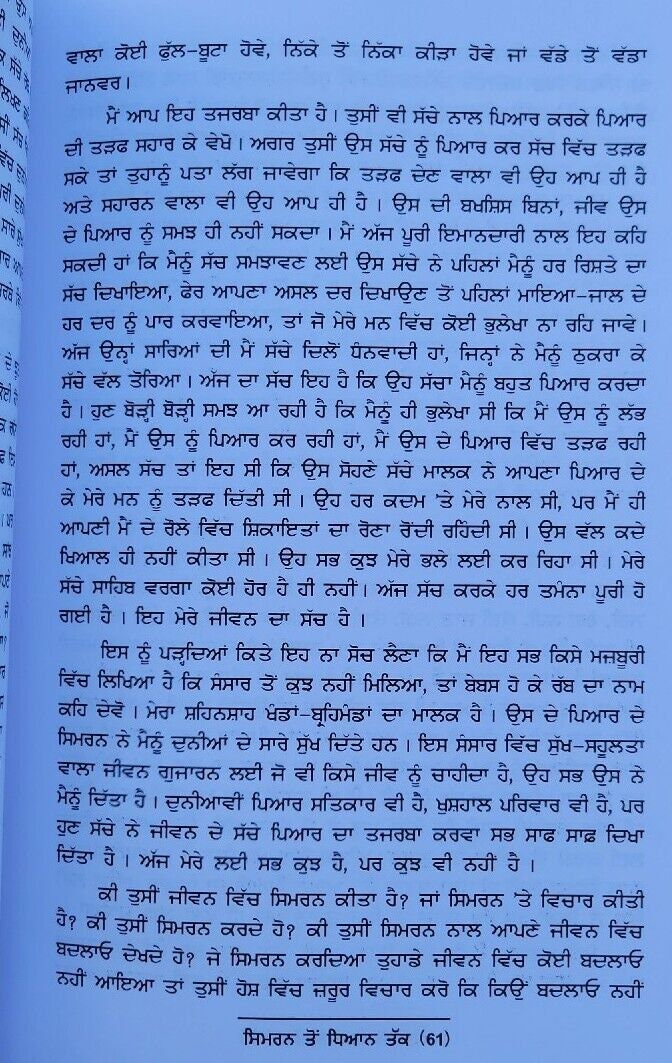 Simran to Dhiyan Tak Meditation Book Madhu Kaliya London Punjabi Hardcover Mi