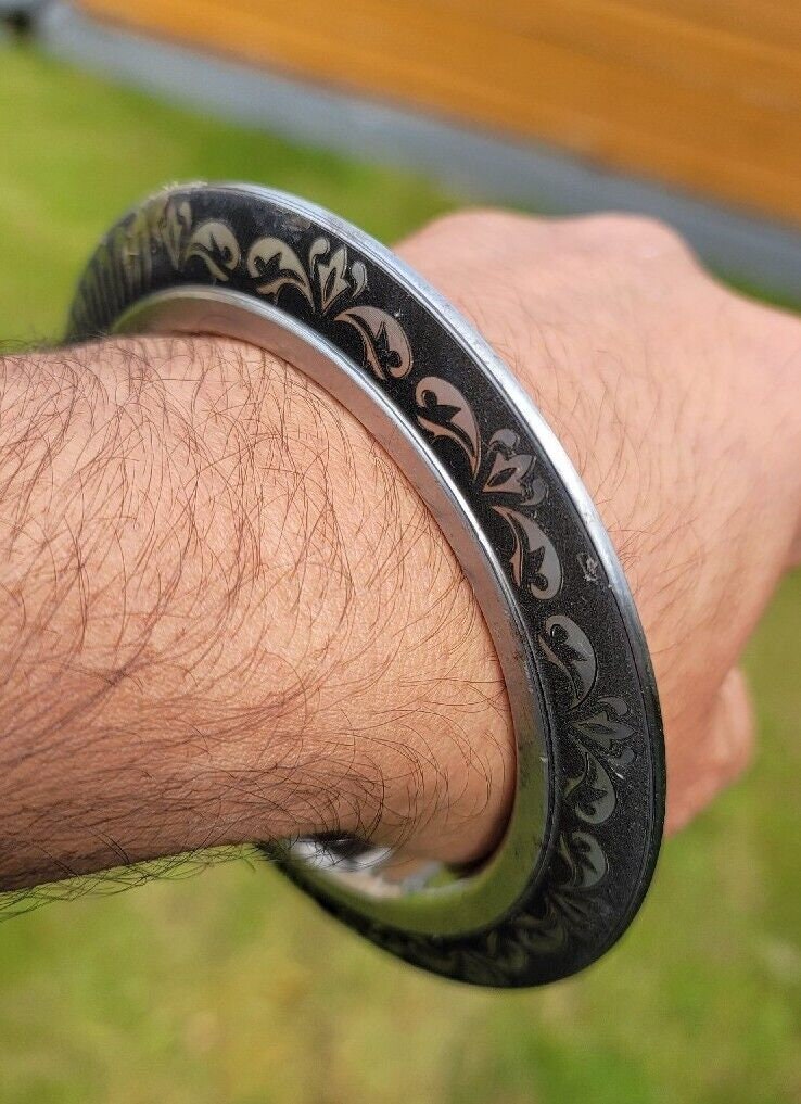 Sarbloh Kara Floral designer Chakri Karha Punjabi Kada Sikh Singh Bangle i20 New