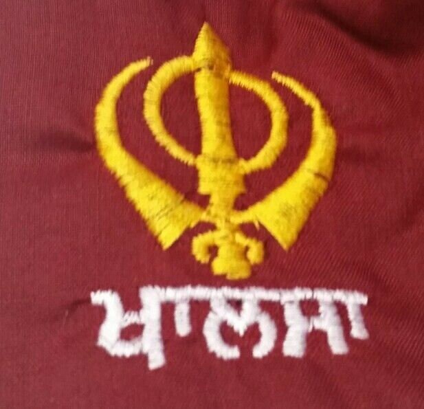 Sikh Patka Maroon Khanda Embroidered Cotton Head Wrap Unisex Punjabi Turban New
